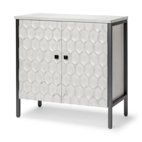 Savannah White Fir Veneer w/ Gray Metal 2-Door Accent Cabinet by Mercana at Eve Furniture