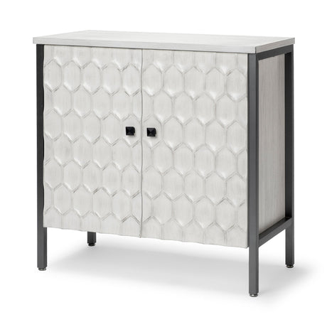 Savannah White Fir Veneer w/ Gray Metal 2-Door Accent Cabinet by Mercana at Eve Furniture