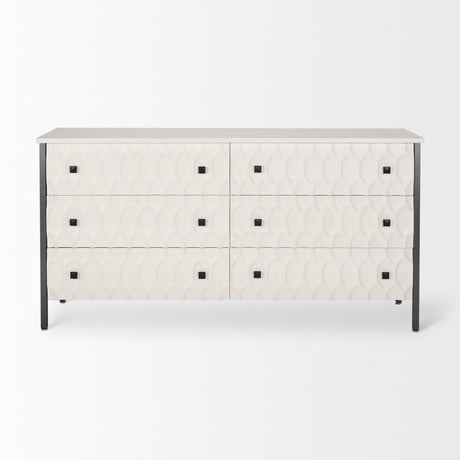 Savannah White Fir Veneer w/ Gray Metal 6-Drawer Sideboard by Mercana at Eve Furniture