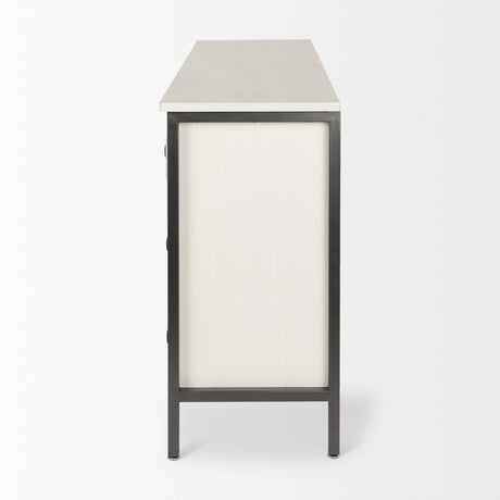 Savannah White Fir Veneer w/ Gray Metal 6-Drawer Sideboard by Mercana at Eve Furniture