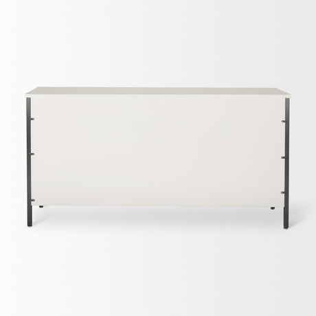 Savannah White Fir Veneer w/ Gray Metal 6-Drawer Sideboard by Mercana at Eve Furniture