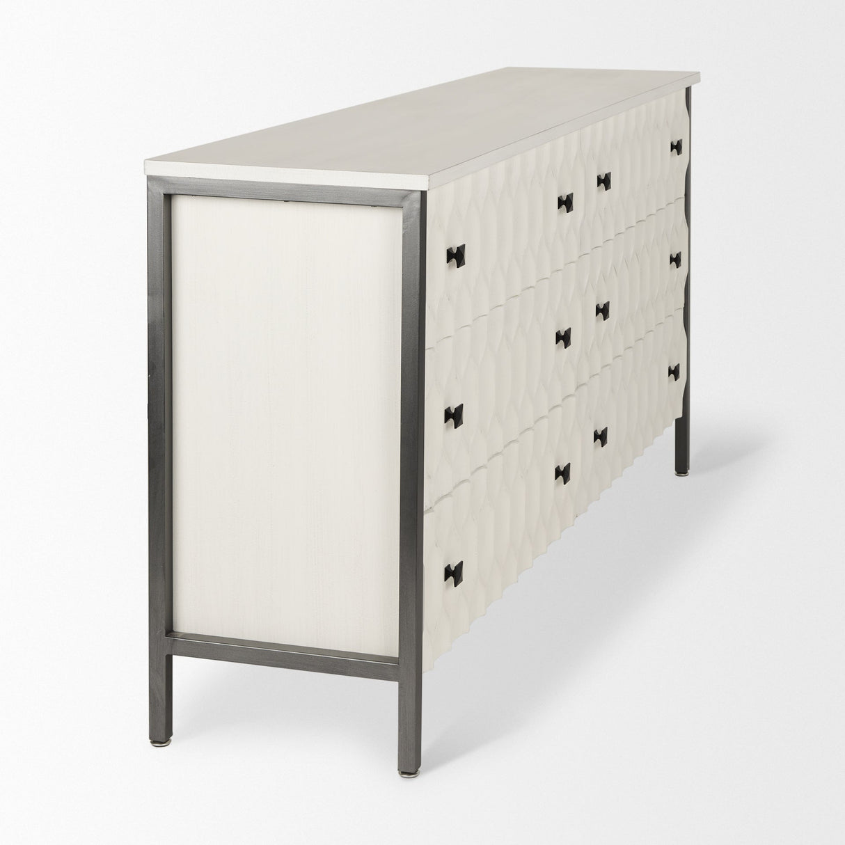 Savannah White Fir Veneer w/ Gray Metal 6-Drawer Sideboard by Mercana at Eve Furniture