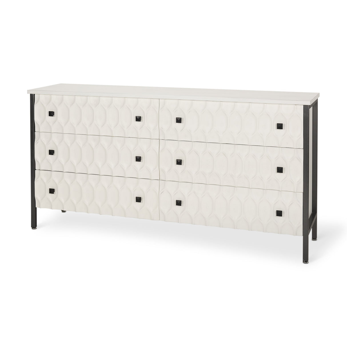 Savannah White Fir Veneer w/ Gray Metal 6-Drawer Sideboard by Mercana at Eve Furniture