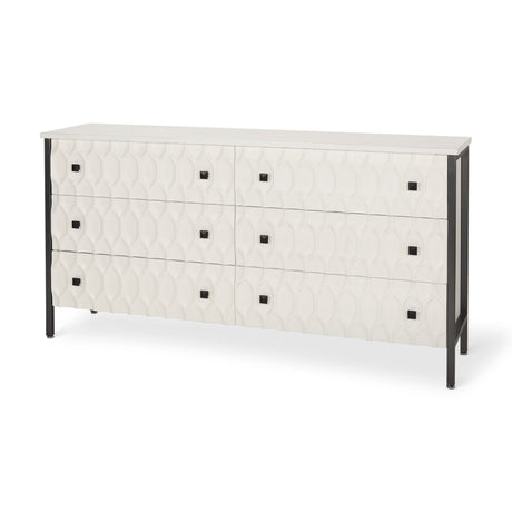 Savannah White Fir Veneer w/ Gray Metal 6-Drawer Sideboard by Mercana at Eve Furniture