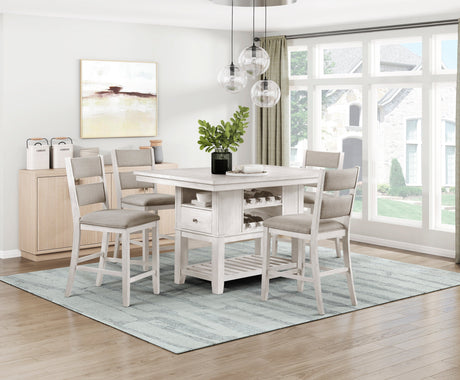 Savile Antique White/Light Gray Counter Height Bench by Homelegance at Eve Furniture