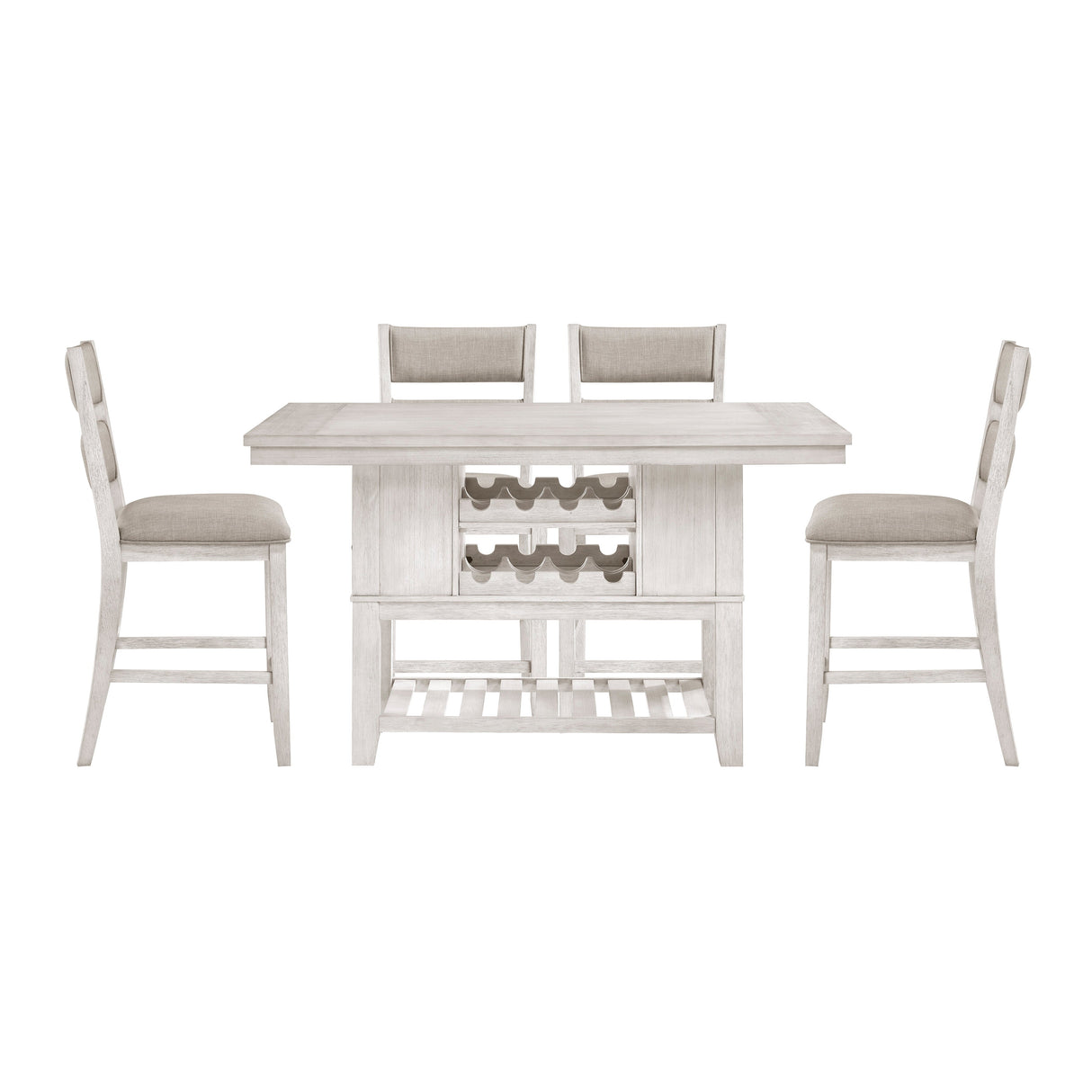 Savile Antique White/Light Gray Counter Height Bench by Homelegance at Eve Furniture