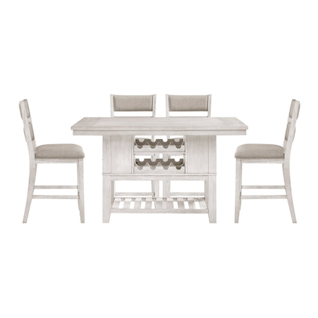 Savile Antique White/Light Gray Counter Height Bench by Homelegance at Eve Furniture