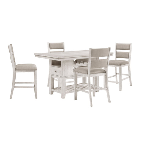 Savile Antique White/Light Gray Counter Height Bench by Homelegance at Eve Furniture