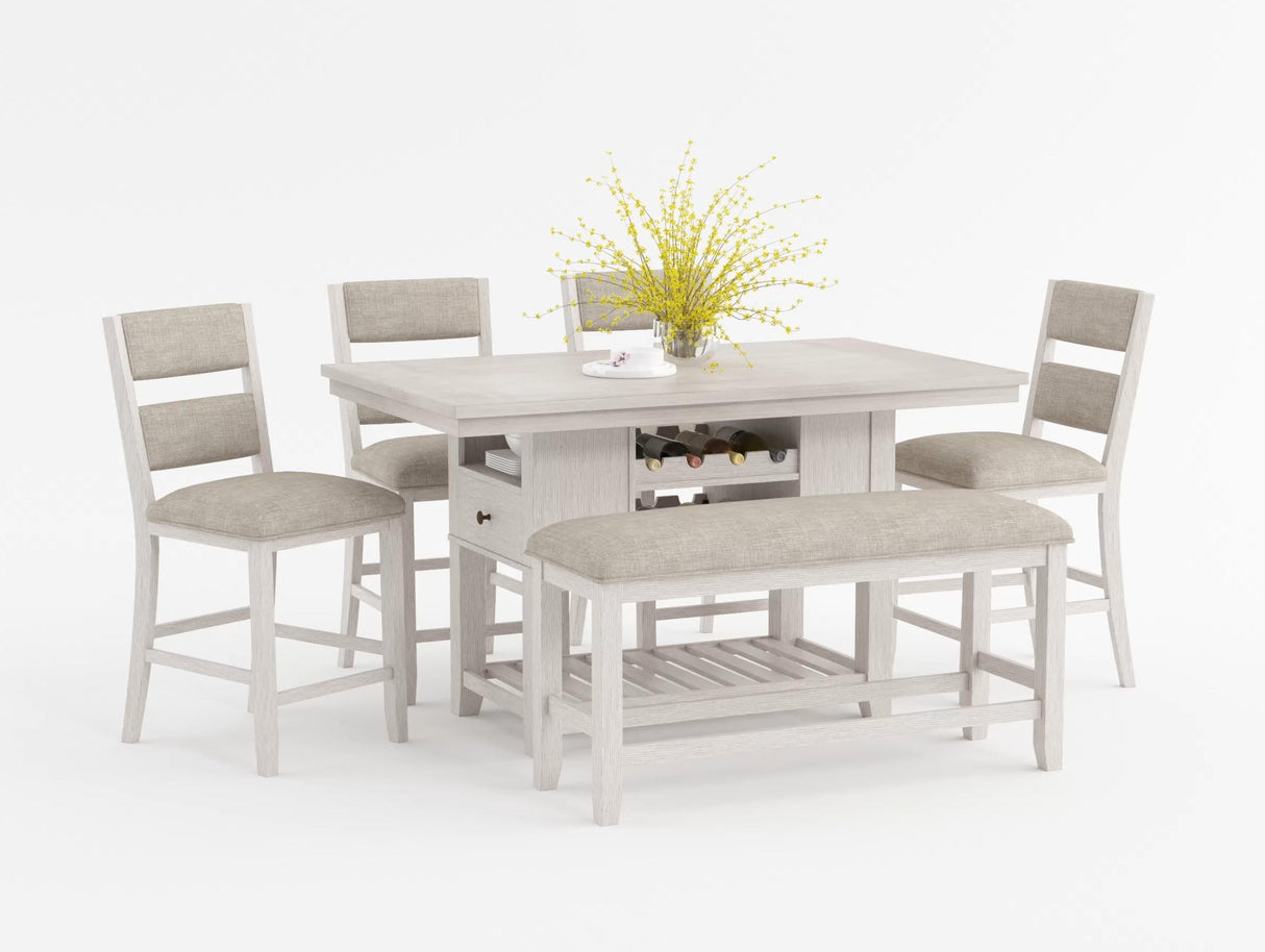 Savile Antique White/Light Gray Counter Height Chair, Set of 2 by Homelegance at Eve Furniture