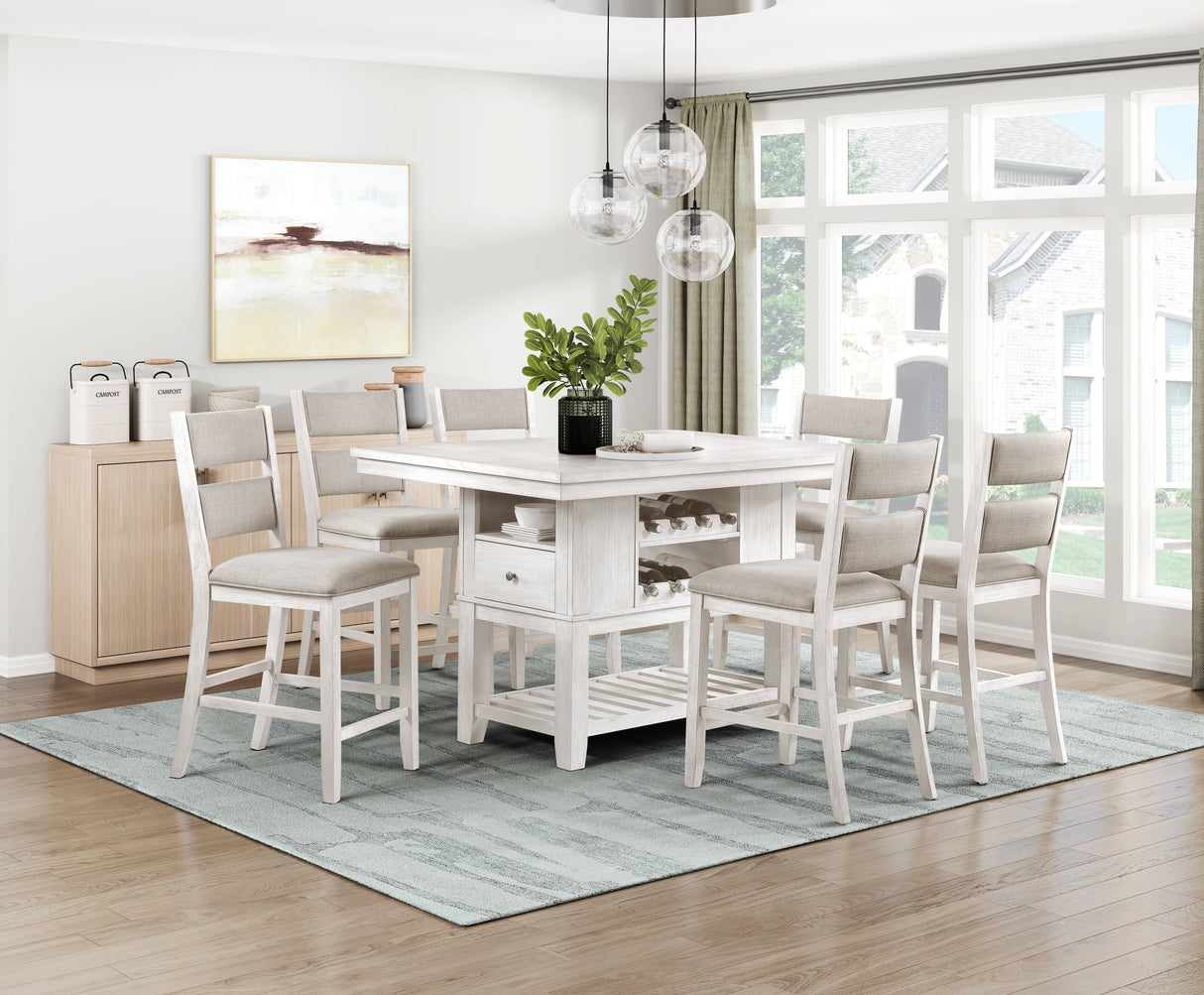 Savile Antique White/Light Gray Counter Height Chair, Set of 2 by Homelegance at Eve Furniture