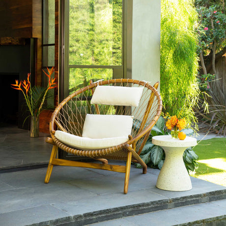 Savitri Outdoor Side Table, Off-White Terrazzo by Dovetail at Eve Furniture