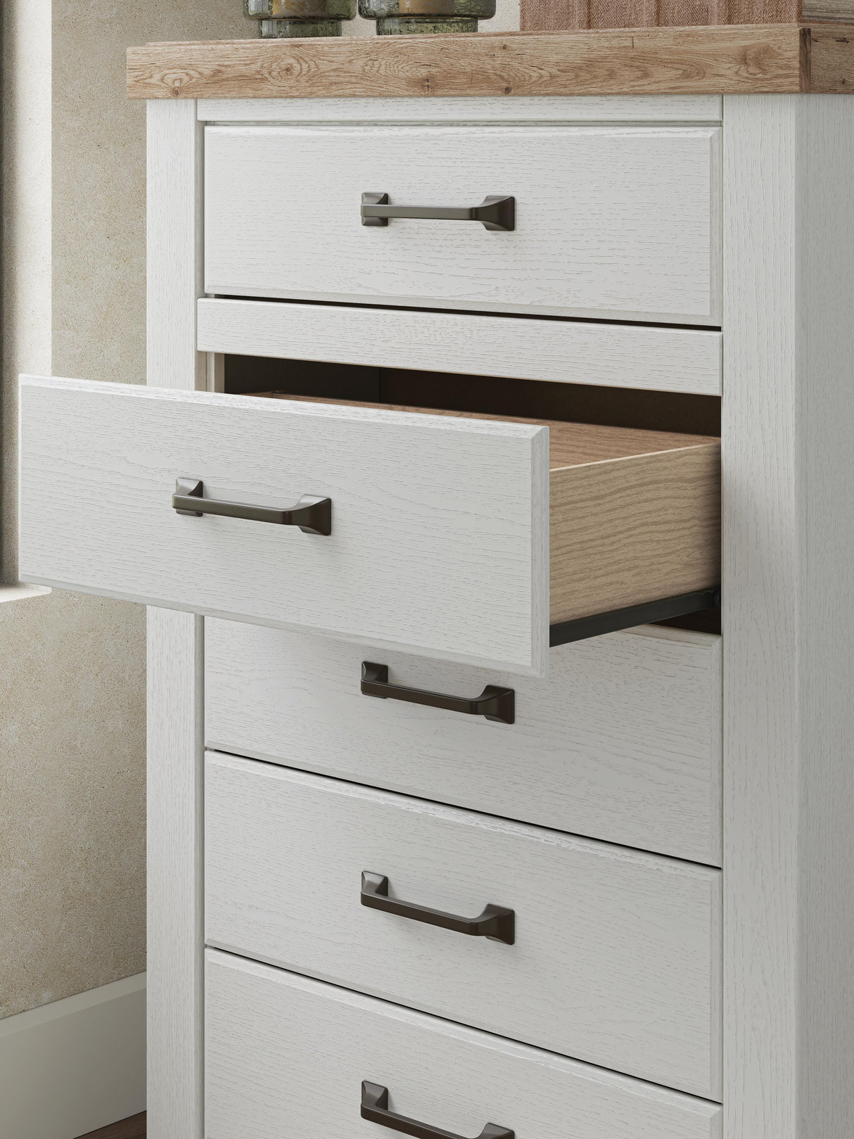 Savonport White/Brown Chest of Drawers by Ashley at Eve Furniture