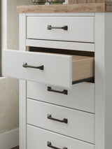 Savonport White/Brown Chest of Drawers by Ashley at Eve Furniture