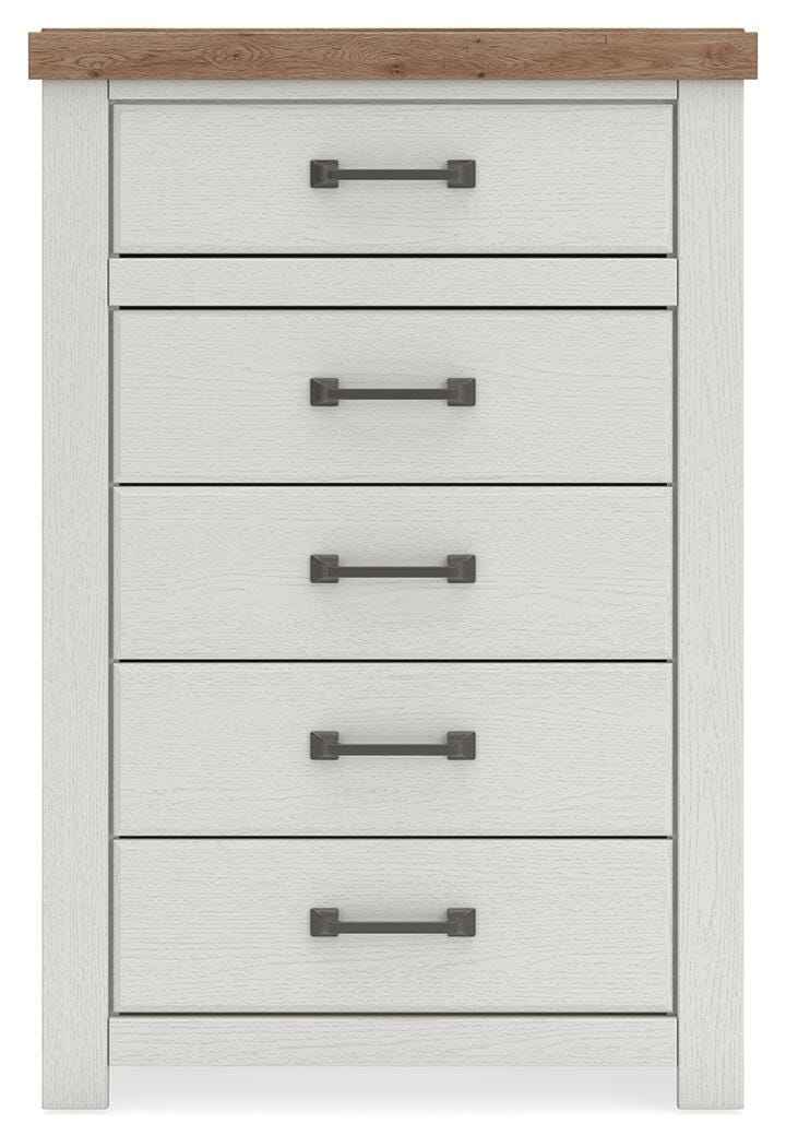 Savonport White/Brown Chest of Drawers by Ashley at Eve Furniture