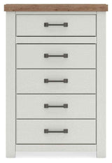 Savonport White/Brown Chest of Drawers by Ashley at Eve Furniture