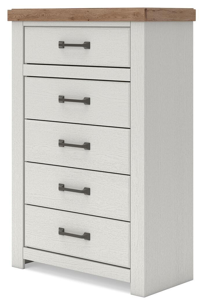 Savonport White/Brown Chest of Drawers by Ashley at Eve Furniture