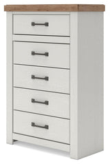 Savonport White/Brown Chest of Drawers by Ashley at Eve Furniture