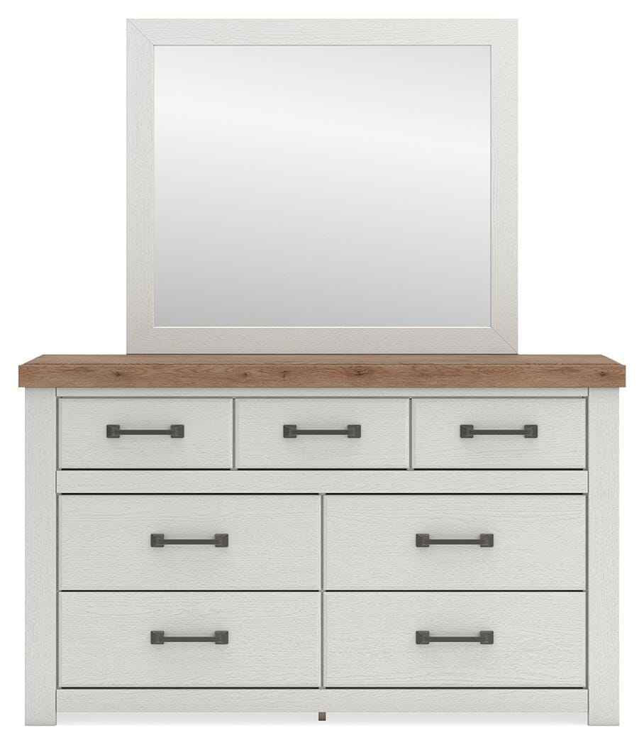 Savonport White/Brown Dresser and Mirror by Ashley at Eve Furniture