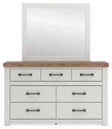 Savonport White/Brown Dresser and Mirror by Ashley at Eve Furniture