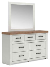 Savonport White/Brown Dresser and Mirror by Ashley at Eve Furniture