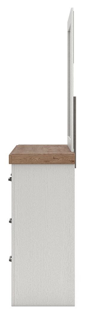 Savonport White/Brown Dresser and Mirror by Ashley at Eve Furniture