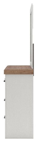 Savonport White/Brown Dresser and Mirror by Ashley at Eve Furniture