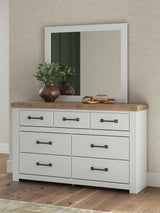 Savonport White/Brown Dresser and Mirror by Ashley at Eve Furniture