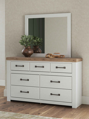 Savonport White/Brown Dresser and Mirror by Ashley at Eve Furniture