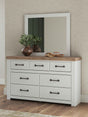 Savonport White/Brown Dresser and Mirror by Ashley at Eve Furniture