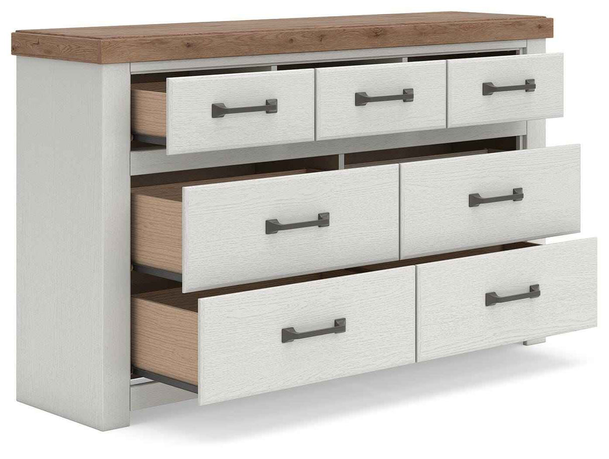 Savonport White/Brown Dresser by Ashley at Eve Furniture