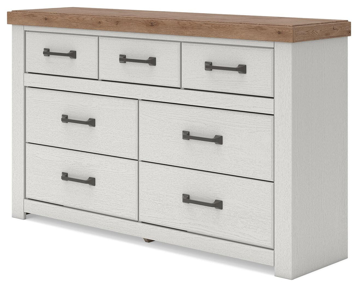 Savonport White/Brown Dresser by Ashley at Eve Furniture