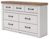 Savonport White/Brown Dresser by Ashley at Eve Furniture