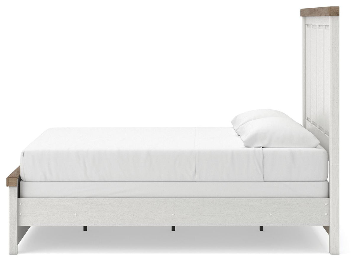 Savonport White/Brown King Panel Bed by Ashley at Eve Furniture