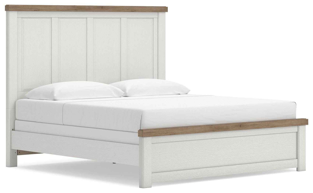Savonport White/Brown King Panel Bed by Ashley at Eve Furniture