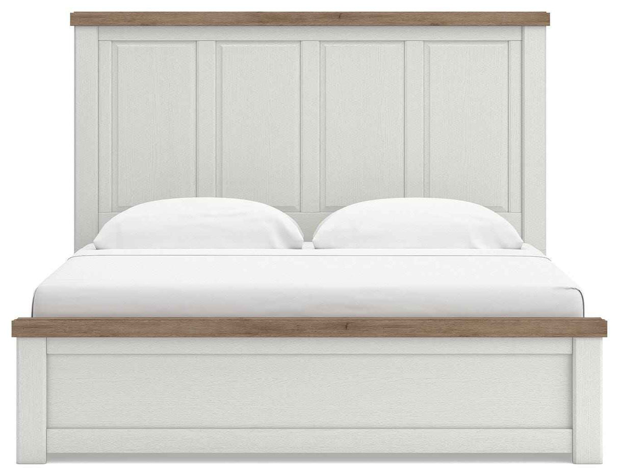 Savonport White/Brown King Panel Bed with Storage by Ashley at Eve Furniture