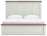 Savonport White/Brown King Panel Bed with Storage by Ashley at Eve Furniture