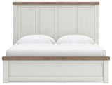Savonport White/Brown King Panel Bed with Storage by Ashley at Eve Furniture