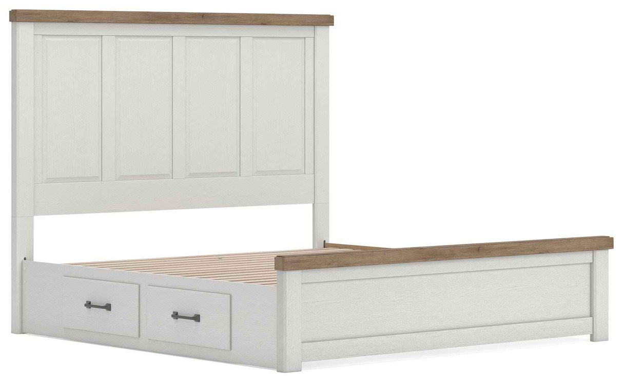 Savonport White/Brown King Panel Bed with Storage by Ashley at Eve Furniture