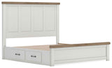 Savonport White/Brown King Panel Bed with Storage by Ashley at Eve Furniture