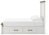 Savonport White/Brown King Panel Bed with Storage by Ashley at Eve Furniture