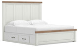 Savonport White/Brown King Panel Bed with Storage by Ashley at Eve Furniture