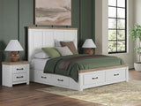 Savonport White/Brown King Panel Storage Bed by Ashley at Eve Furniture