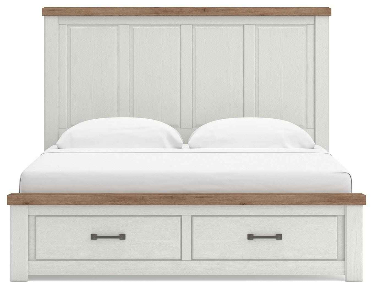 Savonport White/Brown King Panel Storage Bed by Ashley at Eve Furniture