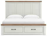 Savonport White/Brown King Panel Storage Bed by Ashley at Eve Furniture