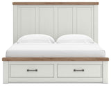 Savonport White/Brown King Panel Storage Bed by Ashley at Eve Furniture