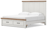 Savonport White/Brown King Panel Storage Bed by Ashley at Eve Furniture