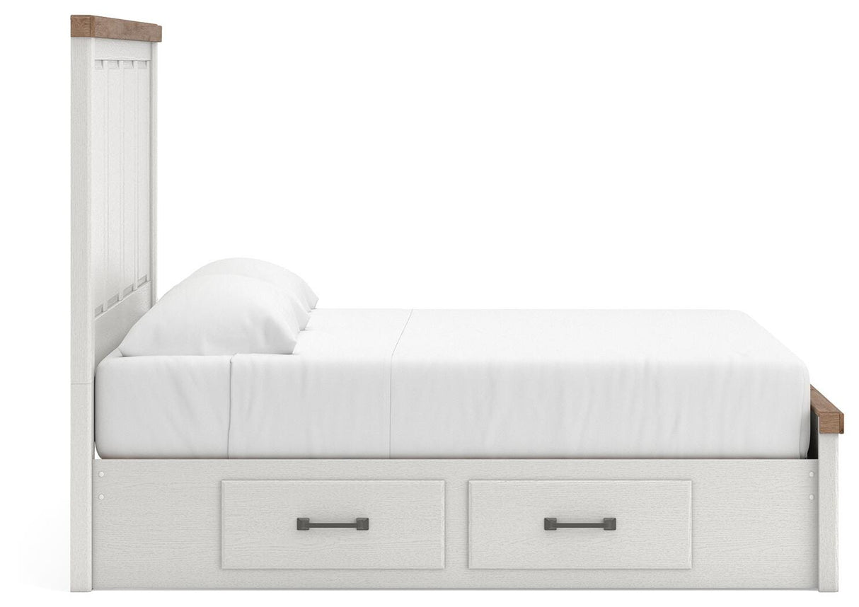 Savonport White/Brown King Panel Storage Bed by Ashley at Eve Furniture