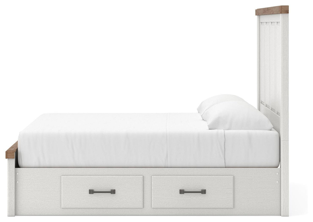 Savonport White/Brown King Panel Storage Bed by Ashley at Eve Furniture
