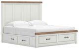 Savonport White/Brown King Panel Storage Bed by Ashley at Eve Furniture