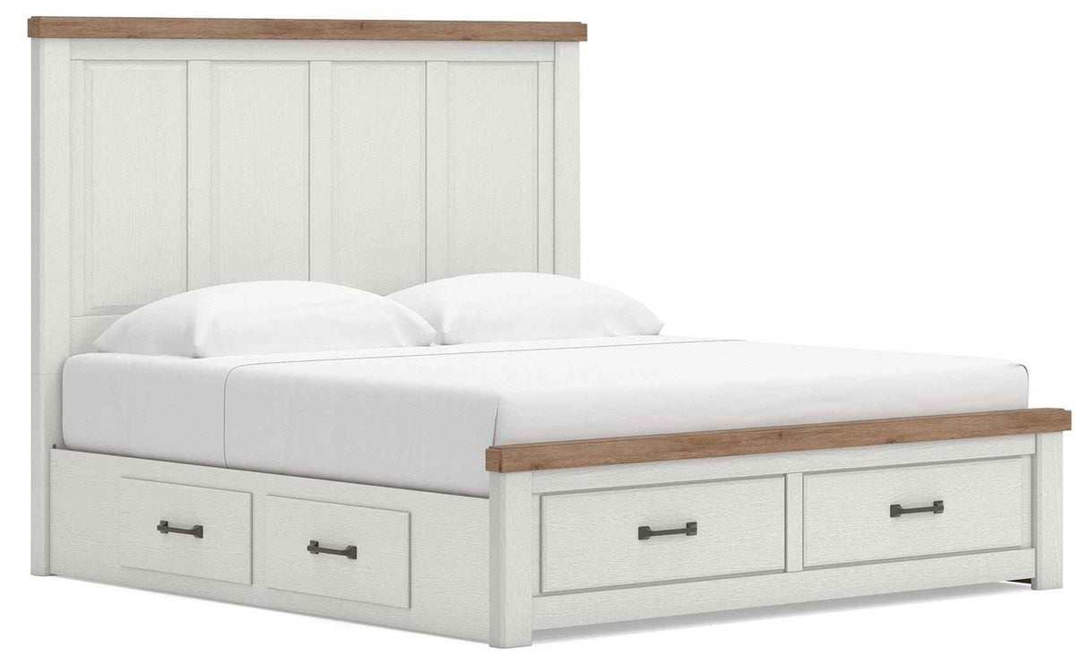 Savonport White/Brown King Panel Storage Bed by Ashley at Eve Furniture